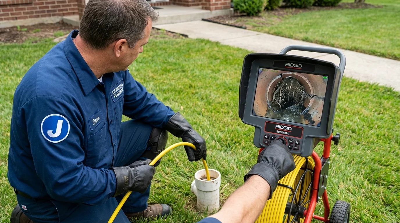 Sewer camera inspection being performed by Johns Plumbing LLC in Harper